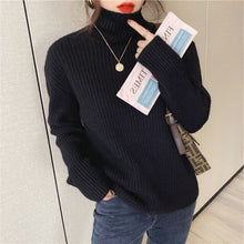 Load image into Gallery viewer, 2022 Spring Women&#39;s Turtleneck Sweaters for Women Crop Sweater Fashion Khaki Black Basic Pull Vintage Femme Knit Top Jumper