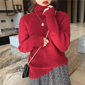 2022 Spring Women&#39;s Turtleneck Sweaters for Women Crop Sweater Fashion Khaki Black Basic Pull Vintage Femme Knit Top Jumper