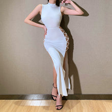 Load image into Gallery viewer, 2022 Summer Black Sleeveless Bandage Sexy Women&#39;s Club Party Cackless Vest Skirt Thin Fashion