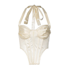 Load image into Gallery viewer, 2022 Summer Chic Flowers Backless Fashion Women&#39;s Clothing  White Casual Crop Top Rave Festival Sexy Sling Zipper Tops Shirt