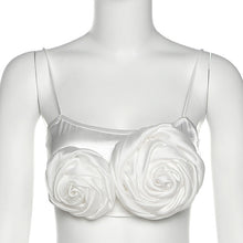 Load image into Gallery viewer, 2022 Summer Chic Flowers Backless Fashion Women&#39;s Clothing  White Casual Crop Top Rave Festival Sexy Sling Zipper Tops Shirt