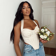 Load image into Gallery viewer, 2022 Summer Chic Flowers Backless Fashion Women&#39;s Clothing  White Casual Crop Top Rave Festival Sexy Sling Zipper Tops Shirt