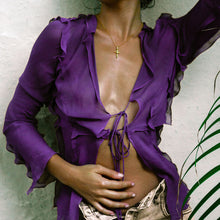 Load image into Gallery viewer, 2022 Summer Chic Irregular Fashion Women&#39;s Clothing Long Sleeves Cardigan Crop Top Rave Festival Sexy Bandage Tops Club Beach Va