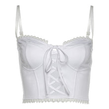 Load image into Gallery viewer, 2022 Summer Chic Lace Backless Fashion Vintage Women&#39;s Clothing  White Casual Crop Top Rave Festival Sexy Sling Bandage Tops Shi