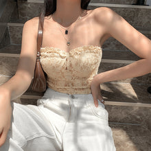 Load image into Gallery viewer, 2022 Summer Chic Lace Backless Fashion Vintage Women&#39;s Clothing  White Casual Crop Top Rave Festival Sexy Tube Tops Shirt