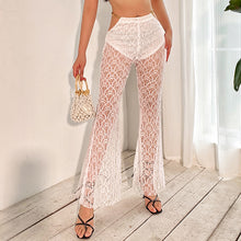 Load image into Gallery viewer, 2022 Summer Design High Waist Solid Chain Transparent Lace Skinny Flared Trousers Streetwear Fashion Base Womens Casual  Pants