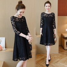 Load image into Gallery viewer, 2022 Summer Dress Women New Style Loose-fitting Three-quarter Sleeve Black Elegant Lace Bodycon Casual Dress Fashion Dresses