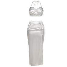 Load image into Gallery viewer, 2022 Summer Fashion Satin Camis Tube Top and Maxi Skirt 2 Piece Set for Women Matching Sets Outfits Sexy Backless Elegant Vacat