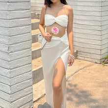 Load image into Gallery viewer, 2022 Summer Fashion Satin Camis Tube Top and Maxi Skirt 2 Piece Set for Women Matching Sets Outfits Sexy Backless Elegant Vacat