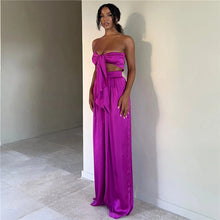Load image into Gallery viewer, 2022 Summer Fashion Silky Satin Camis Tube Top and Pants 2 Piece Set for Women Matching Sets Outfits Sexy Backless Elegant Vacat