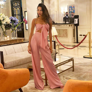 2022 Summer Fashion Silky Satin Camis Tube Top and Pants 2 Piece Set for Women Matching Sets Outfits Sexy Backless Elegant Vacat