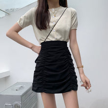 Load image into Gallery viewer, 2022 Summer New Ins A-Line Skirt Sexy Pleated Short Skirt High Waist Thin Retro Hip Wrap Solid Color Puffy Skirt
