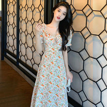 Load image into Gallery viewer, 2022 Summer New Lovely  Dress Women With A Slim Waist Goddess Fan French Fairy Floral Dress