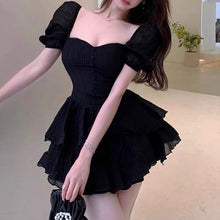 Load image into Gallery viewer, 2022 Summer New Women Dress Sexy Square Neck Pleated Puff Sleeve young girl Mini Dress Sweet Slim Elegant Fairy vestido