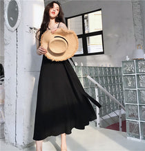 Load image into Gallery viewer, 2022 Summer Temperament Small Black Skirt Beach Seaside Holiday Bareback Thin High Waist Suspender Long Dress