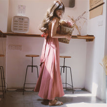 Load image into Gallery viewer, 2022 Summer Temperament Small Black Skirt Beach Seaside Holiday Bareback Thin High Waist Suspender Long Dress