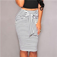 Load image into Gallery viewer, 2022 Summer Women New Striped Pencil Skirt Fashion Sexy Slim Bag Hip Skirt With Sashes High Waist Bag Hip Skirt Hot Sale