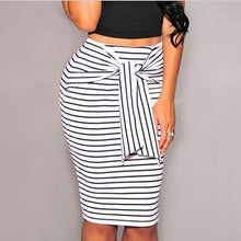Load image into Gallery viewer, 2022 Summer Women New Striped Pencil Skirt Fashion Sexy Slim Bag Hip Skirt With Sashes High Waist Bag Hip Skirt Hot Sale