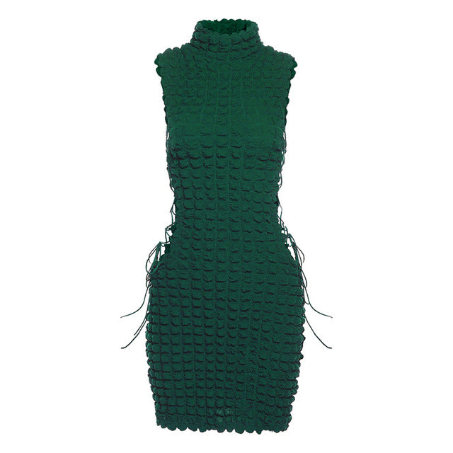 2022 Summer Women's Clothes Sexy Green Bandage Cutout Mini Dress Club Party Outfits Sleeveless Elegant Prom Dresses Vestidos