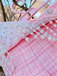 2022 Sweet Kawaii Pink Mini Skirts Women High Waist Schoolgirl Lolita Pleated Skirt Fresh Beading Pearl Short Jupe Cute Spring