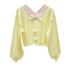Load image into Gallery viewer, 2022 Sweet New V-neck Crop Knit Pullover Fashion Fresh Bow Sweater Cute Long Sleeve Japan Style Spring Kawaii Jumper Femme