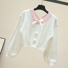 Load image into Gallery viewer, 2022 Sweet New V-neck Crop Knit Pullover Fashion Fresh Bow Sweater Cute Long Sleeve Japan Style Spring Kawaii Jumper Femme