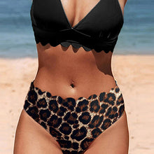 Load image into Gallery viewer, 2022 ladies sexy beach bikini lace V-neck leopard cross backless split swimsuit women swimwear girl  bathing suit plus size 2XL