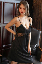 Load image into Gallery viewer, 2022European and American Erotic Lingerie Temptation SexySilky Side Hollow Lace Jacquard Deep V-neck Ladies Nightdress Wholesale