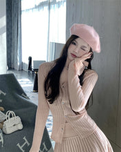 Load image into Gallery viewer, 2023 Autumn for Women Korean Style Warm Soft Cashmere Cardigan + Pleated Skirt Suit 2 Pieces Sets Tight-fitting Retro Y2k Suit