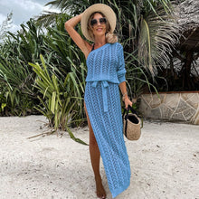 Load image into Gallery viewer, 2023 Bikini Cover-ups White Crochet Tunic Cover-ups Sexy See Through Sleeveless Mesh Dress Women Summer Clothes Beach Wear