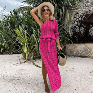 2023 Bikini Cover-ups White Crochet Tunic Cover-ups Sexy See Through Sleeveless Mesh Dress Women Summer Clothes Beach Wear