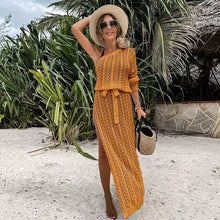 Load image into Gallery viewer, 2023 Bikini Cover-ups White Crochet Tunic Cover-ups Sexy See Through Sleeveless Mesh Dress Women Summer Clothes Beach Wear