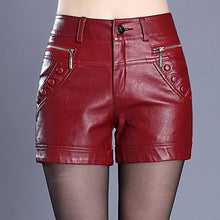 Load image into Gallery viewer, 2023 Large Size High Waist Was Thin Slim Casual Wild High Quality Pu Leather Shorts Female Outerwear Suit Shorts Black Red