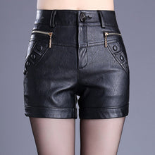 Load image into Gallery viewer, 2023 Large Size High Waist Was Thin Slim Casual Wild High Quality Pu Leather Shorts Female Outerwear Suit Shorts Black Red