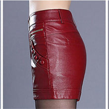 Load image into Gallery viewer, 2023 Large Size High Waist Was Thin Slim Casual Wild High Quality Pu Leather Shorts Female Outerwear Suit Shorts Black Red