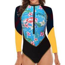 Load image into Gallery viewer, 2023 New Long-sleeved Sunscreen One-piece Bikini Color Matching Beach Contrast Swimsuit Ladies One-piece Swimsuit