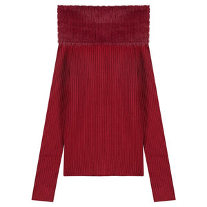 2023 Winter for Women Korean Style Retro Warm Soft Cashmere Mink Sweater Long-sleeved Slim Knit Pullover Tops