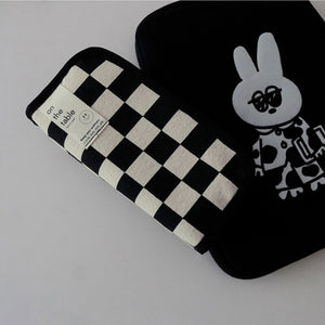 20cm Ins Black and White Checkerboard Grid Large Capacity High Value Storage Pencil Bag Stationery Box
