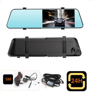 24H Car DVR Dash Camera Rear View Dual Lens 1080P 4.5in Full HD Cycle Recording Dash Cam Video Recorder Mirror Dashcam Black Box