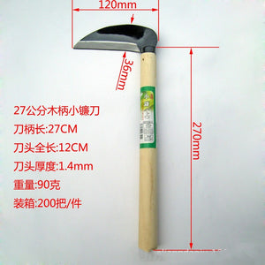 27cm Sharp Grass Sickle Lightweight steel machete knife wooden handle Hand Sickle Hand Scythe for Weeding Garden pruning tools