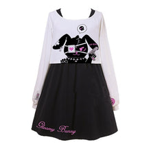 Load image into Gallery viewer, 2PCS Kawaii Rabbit Lolita Dress Cute Black Cosplay Girl Dresses + Japanese Comic Tops Long Sleeve Bunny T-shirts Spring