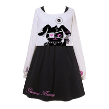 Load image into Gallery viewer, 2PCS Kawaii Rabbit Lolita Dress Cute Black Cosplay Girl Dresses + Japanese Comic Tops Long Sleeve Bunny T-shirts Spring