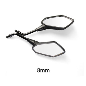 2Pcs/Pair Motorcycle Rearview Mirror Scooter E-Bike Rear View Mirrors Back Side Convex Mirror 8mm 10mm Carbon Fiber