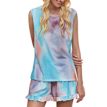 Load image into Gallery viewer, 2Pcs Women Home Suit Summer Vest Shorts Set Loungwear Tie Dye Leopard Sleeveless Short Pyjamas Casual Tanks Tops Nightgown