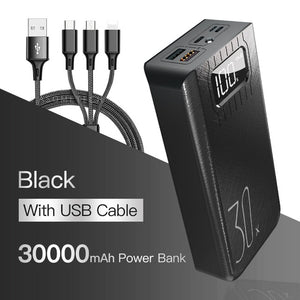 2USB LED Power Bank 30000mAh Portable Charging Poverbank Pack Charge External Battery Powerbank For iPhone Xiaomi Samsung Huawei