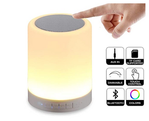 Night Light Bluetooth Speaker, Portable Wireless Bluetooth Speakers, Touch Control, Color LED Speaker, Bedside Table Light, Speakerphone/TF Card/AUX-in Supported (White)