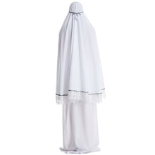 Load image into Gallery viewer, 2pcs Muslim Women Traditional Robe Abaya Dress Double Layer Large Scale Mosque Lace Trim Hijab Gown Islamic Prayer Sets