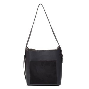 2piece/set Fashion Designer Pu Leather Women&#39;s Handbags Good Casual Ladies Tote Female Black Bucket Women Shoulder Crossbody Bag