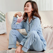 Load image into Gallery viewer, 3 Colour Women Pajama Sets 100% Cotton Sleepwear Suit Pyjamas Soild Colour Long Sleeve Women nightwear Set Casual home service