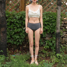 Load image into Gallery viewer, 3 D Lace Floral Bikini Women Solid Swimwear High Waist Swimsuit Push Up Biquini Korea Bikinis Ruffle Bathing Suit Pad Beachwear